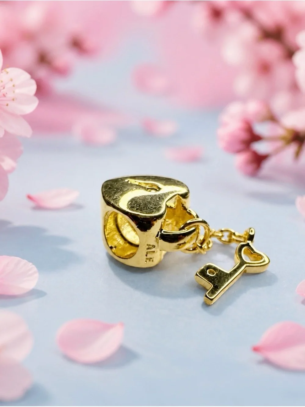 Gold Heart Lock & Key Charm Pendant - Women Accessories new with out tag